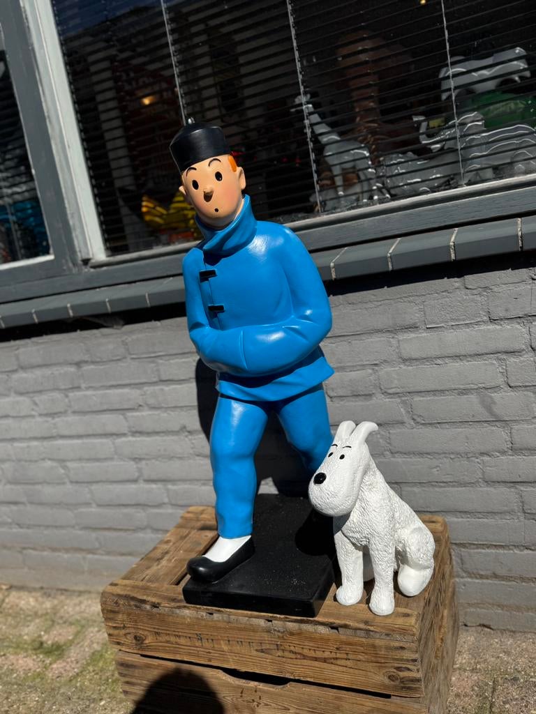 Kuifje met Bobbie beeld, Ophalen, Kuifje, Zo goed als nieuw, Beeldje of Figuurtje