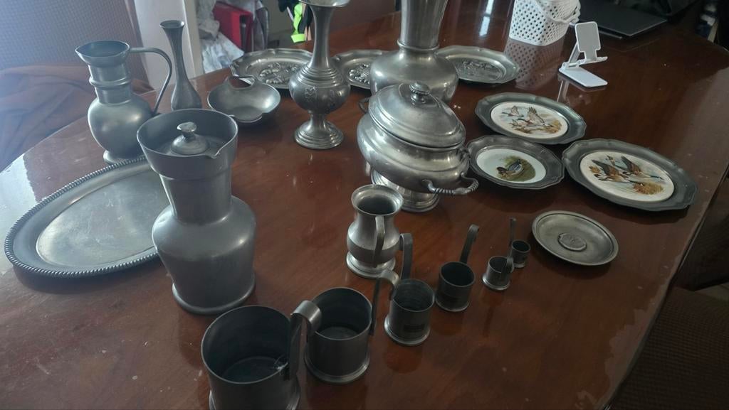 Oud mooie tin decoratie, Doe-het-zelf en Bouw, Zwenkwielen, Ophalen of Verzenden