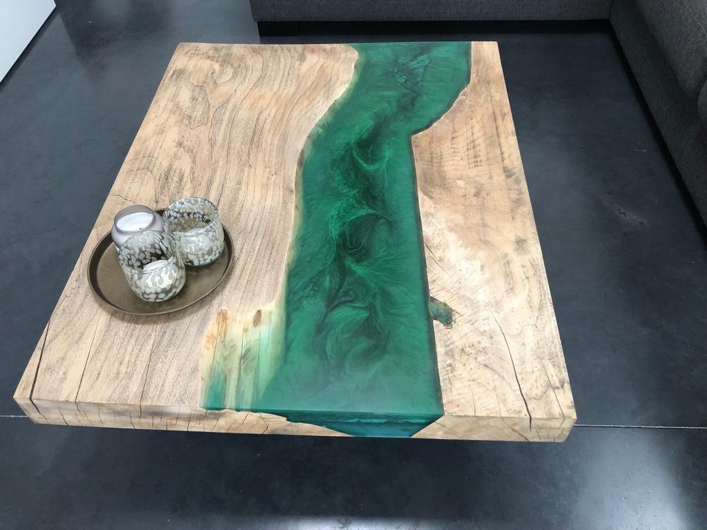 Epoxy salontafel - boomstam, Ophalen, Gebruikt, 50 tot 100 cm, 100 tot 150 cm
