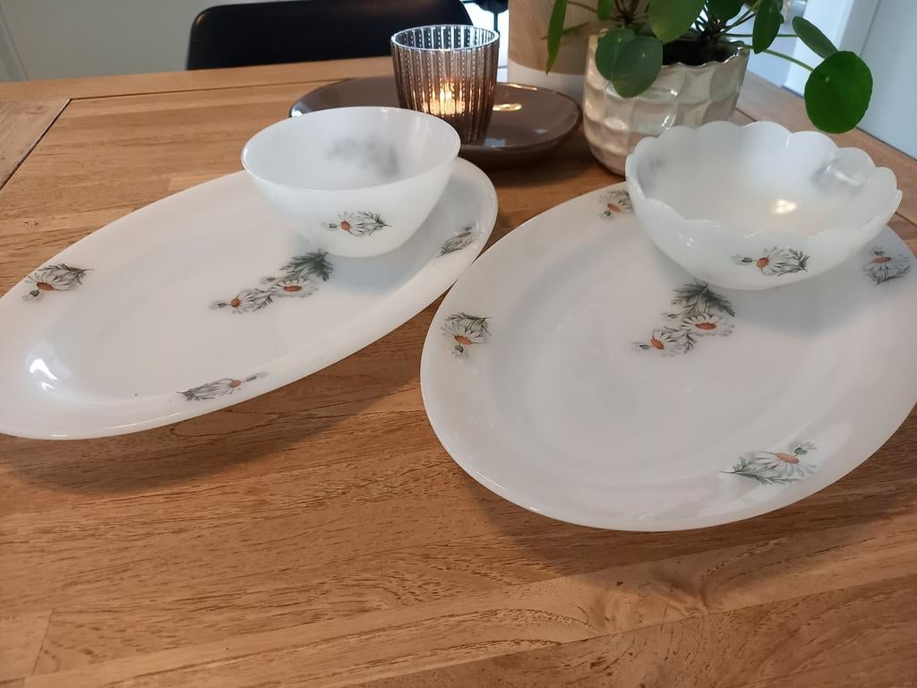 Arcopal France margriet schalen en kommen, Antiek en Kunst, Ophalen of Verzenden