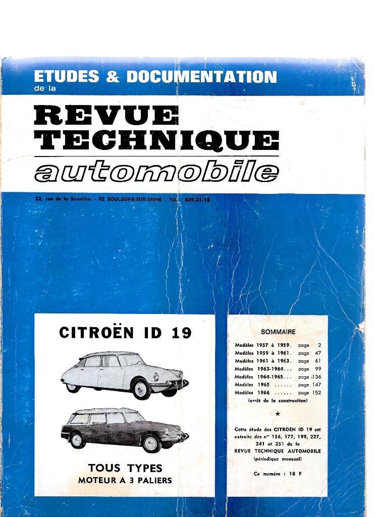 CITROËN ID 19, 1969, « Revue Technique Automobile », Enlèvement ou Envoi, Utilisé, Citroën