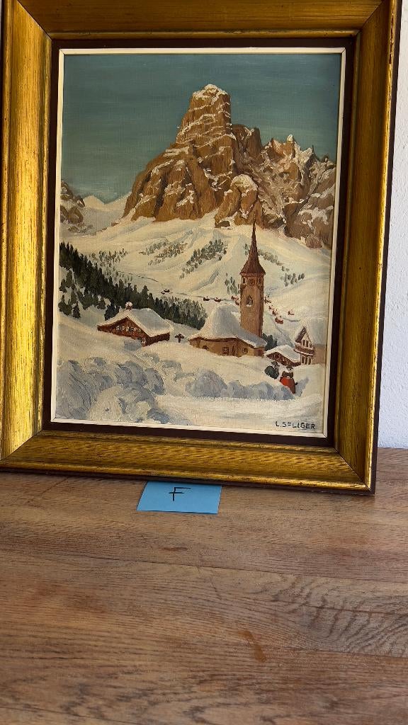 Ensemble de 2 peintures à l'huile de paysages alpins, Enlèvement ou Envoi