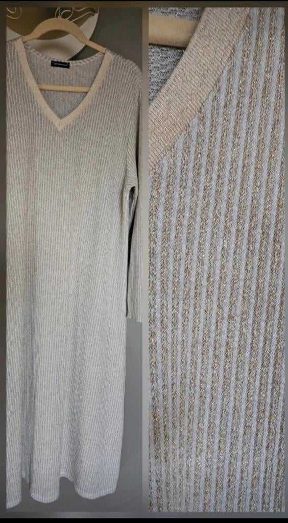 Lange jurk beige /goud tu "New collection", Ophalen of Verzenden, Beige