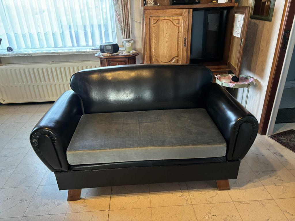 Retro 2 persoons zetel, Ophalen, Tweepersoons, Leer, Zo goed als nieuw