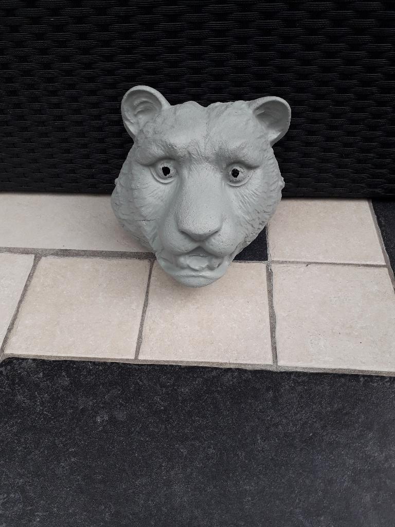 Belle tête de tigre en béton, Enlèvement, Comme neuf, Béton, Animal