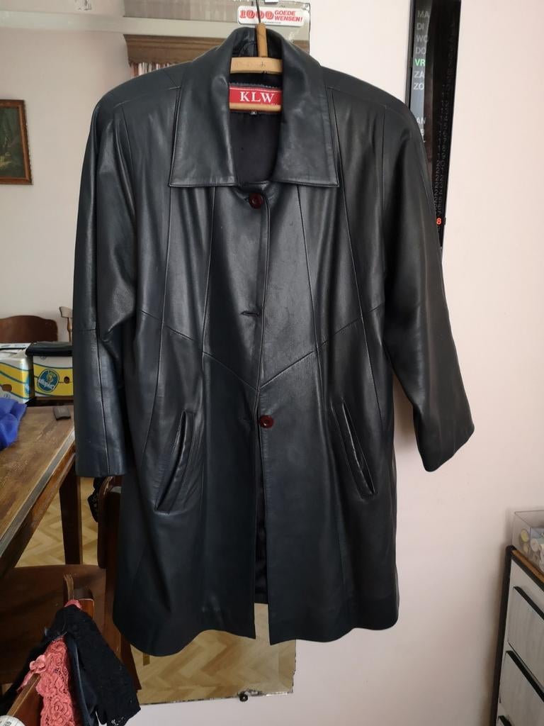 Grijze lederenjas, Ophalen of Verzenden, Zo goed als nieuw, Maat 38/40 (M), Grijs