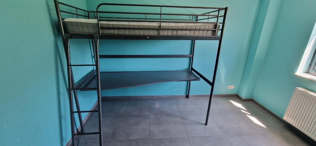 Lit mezzanine avec bureau, Maison & Meubles, Chambre à coucher | Lits, Utilisé, Une personne, 90 cm, 200 cm, Métal, Gris, Enlèvement