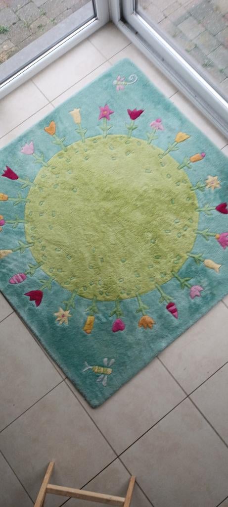 Tapis laine Pour un monde ouvert de fleurs colorées, Enlèvement, Comme neuf