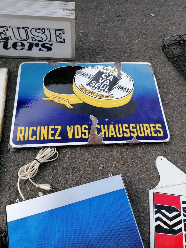 Plaque émaillée publicitaire "ça va seul", Verzamelen, Merken en Reclamevoorwerpen, Ophalen of Verzenden