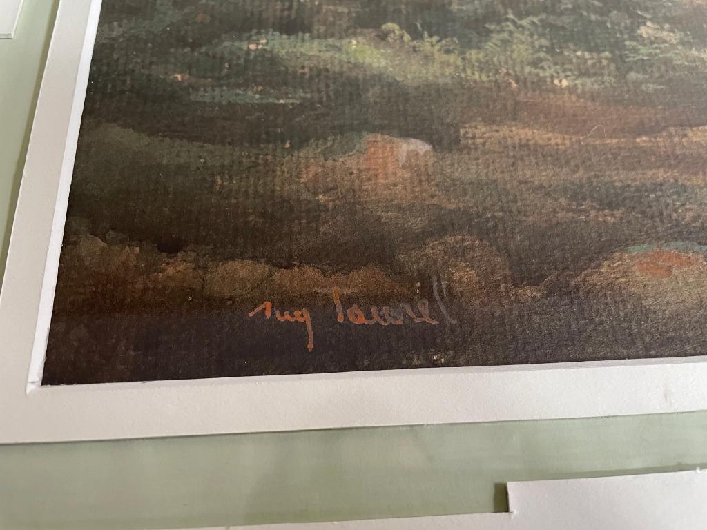 Aquarelle : "Paysage Animé" par Auguste Taurel 1859 - Suisse, Enlèvement