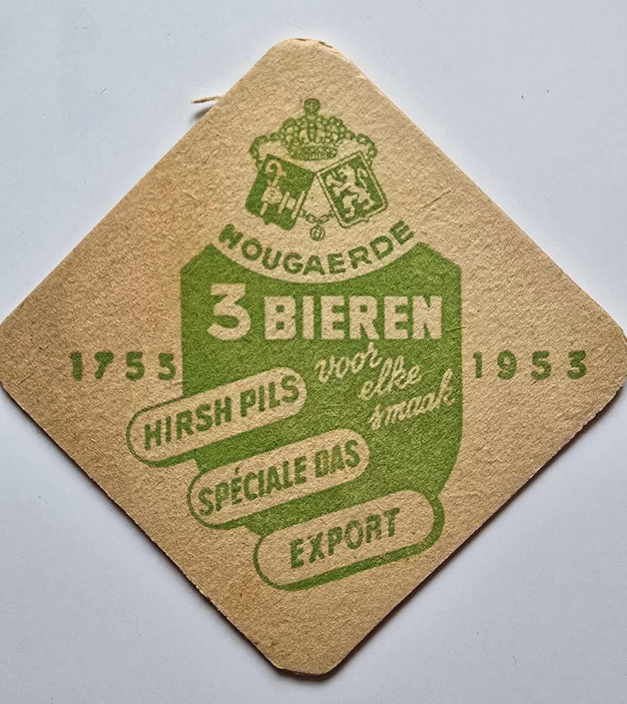 Hougaerde 1953 sous-bock bierviltje bierdeckel coaster, Collections, Enlèvement ou Envoi, Utilisé, Sous-bock