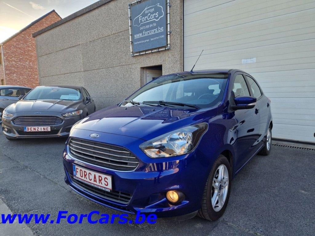 Ford Ka+ 1.2 benzine  5 deur , airco,weinig km +1 j garantie, Voorwielaandrijving, Stof, 4 cilinders, Blauw