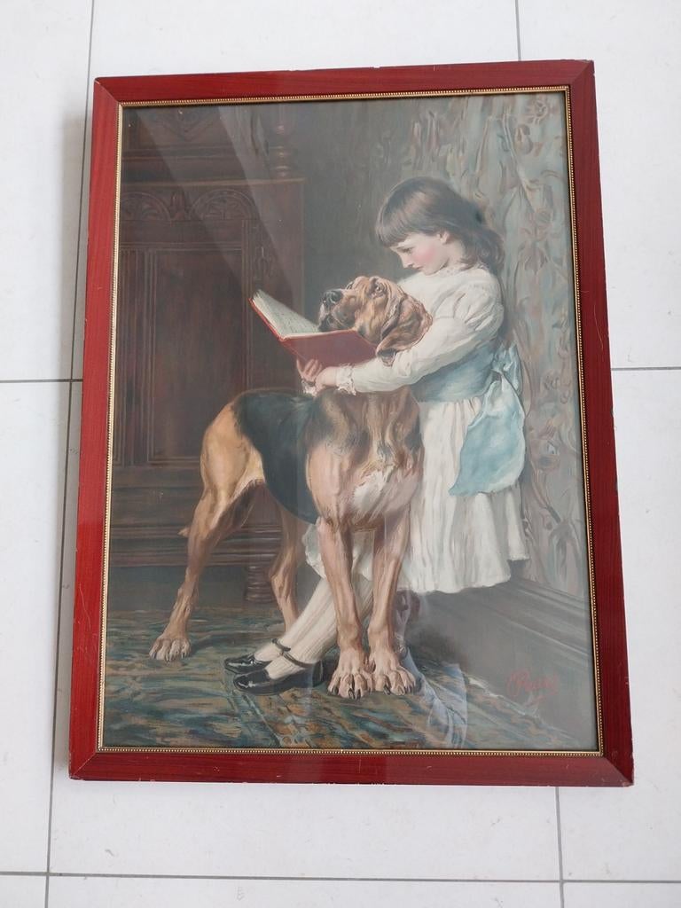 Oude kader met glas, Antiek en Kunst, Ophalen of Verzenden