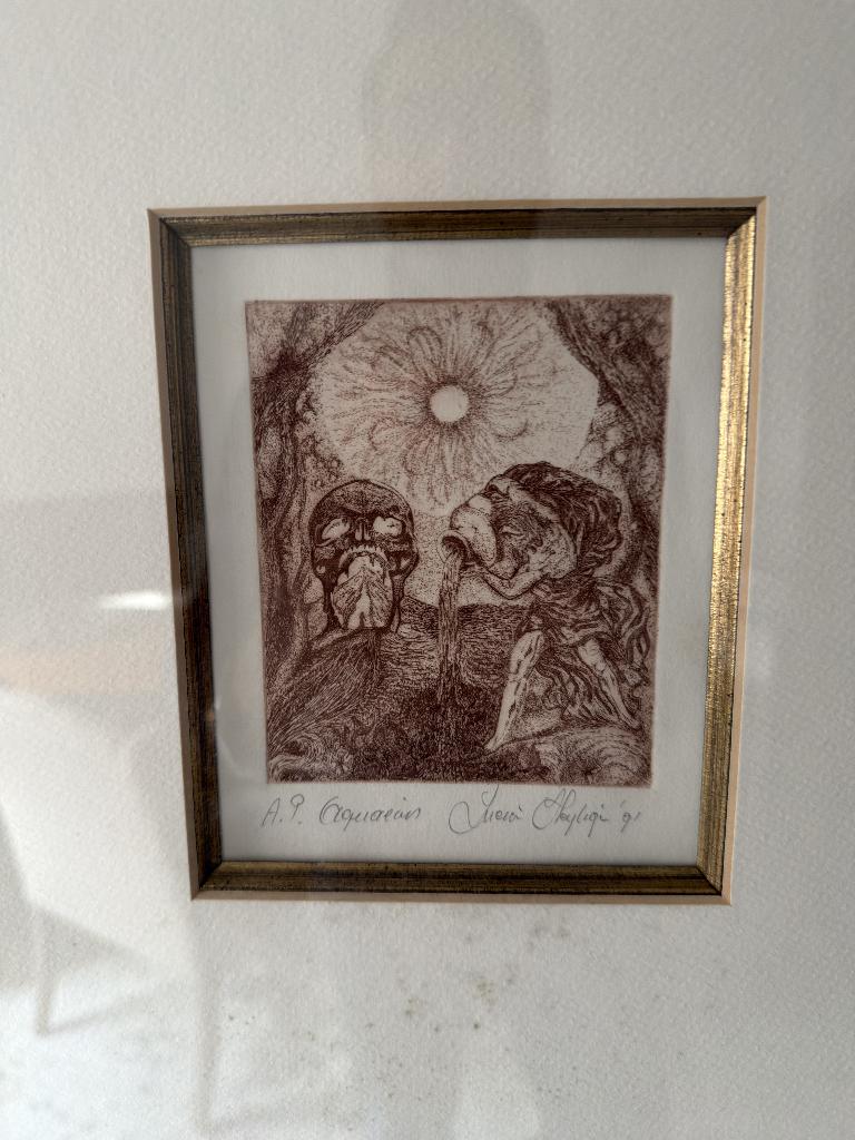 Mooie ets, Antiek en Kunst, Ophalen, Ets, Ingelijst