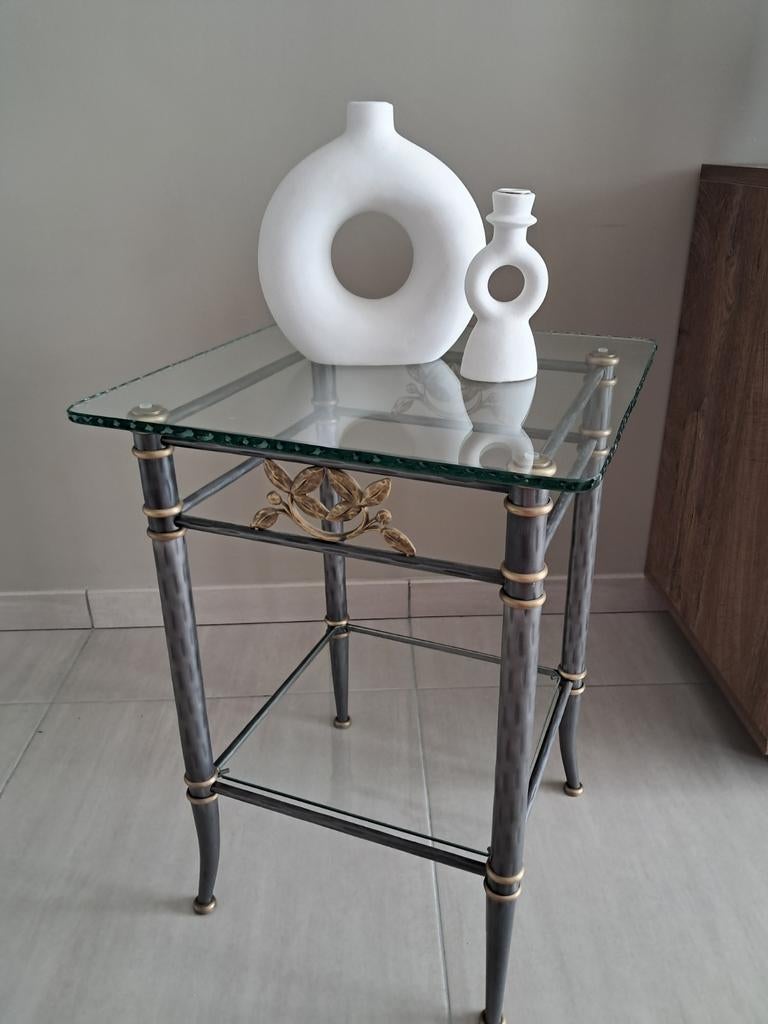 Table d'appoint en verre et fer forgé, Maison & Meubles, Verre