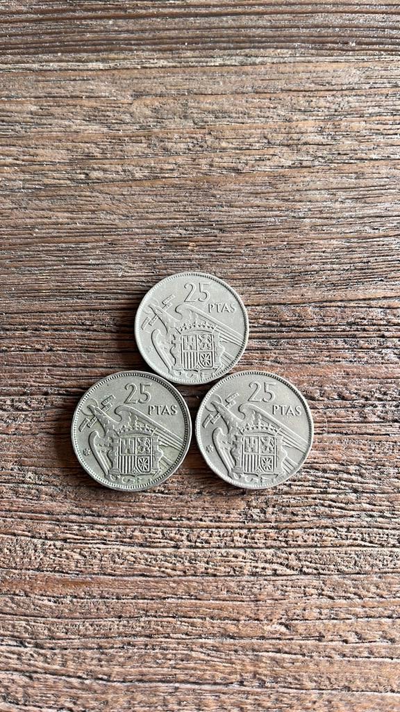 Espagne 25 pesetas 1957 (Franco) — 3 pièces, Enlèvement ou Envoi, Autres pays, Série