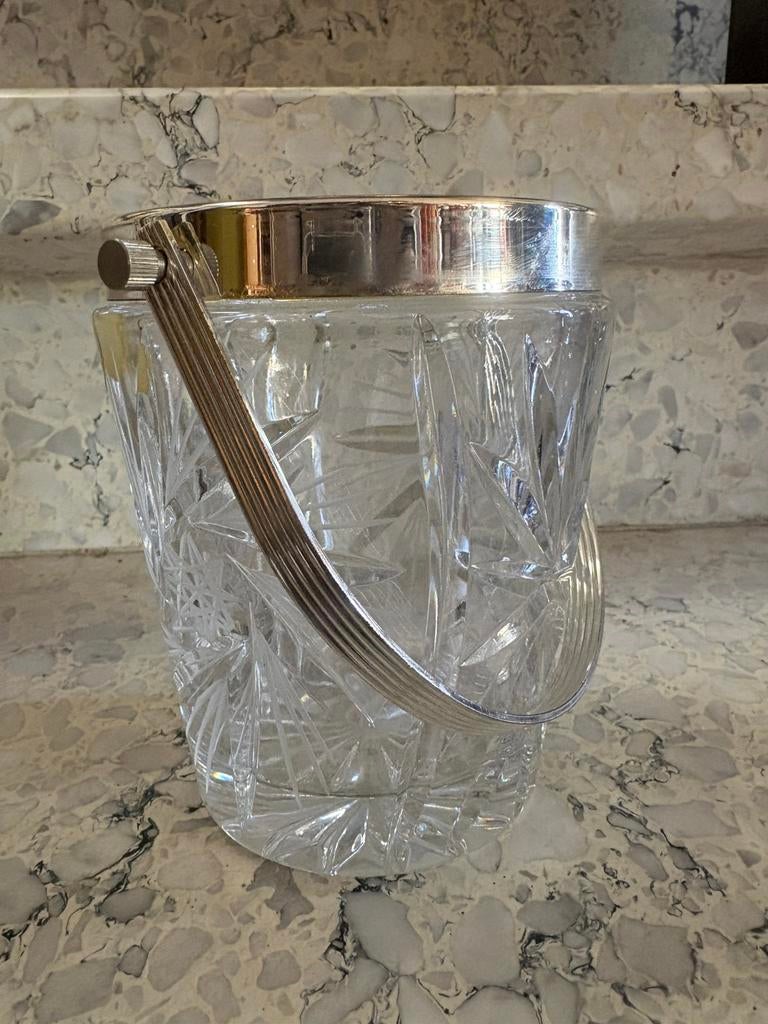 Antiek facet geslepen kristal ijsemmer, Antiquités & Art, Enlèvement ou Envoi