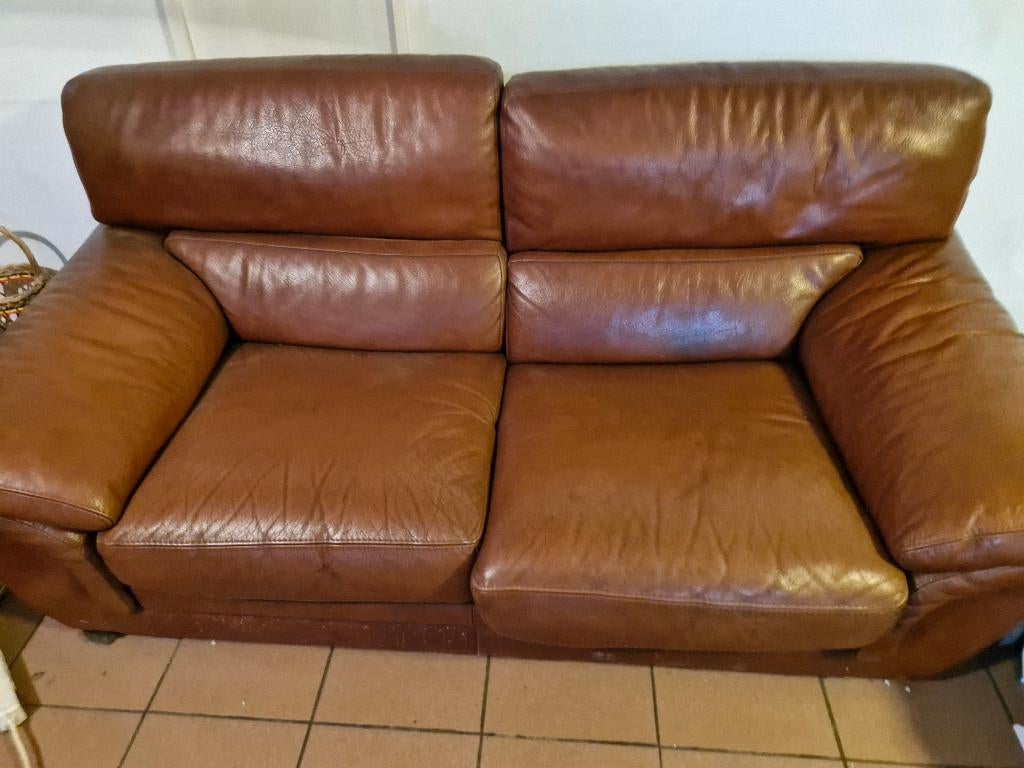 Salon cuir 2place +une, Maison & Meubles, Trois personnes, Banc droit, Enlèvement, Utilisé