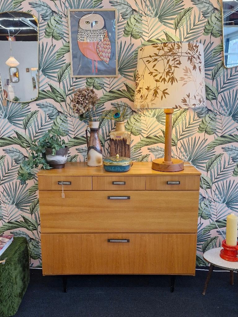 Vintage schoenenkast / klepkast met lades 70s, Enlèvement, Utilisé, Vintage