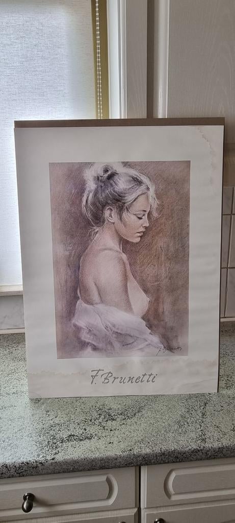 Poster F. Brunetti - vrouwelijk naakt (niet ingelijst), Ophalen of Verzenden