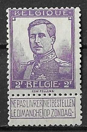 Belgique OPC 117 S.M. le Roi Albert Ier *, Timbres & Monnaies, Timbres | Europe | Belgique, Trace d'autocollant, Enlèvement ou Envoi
