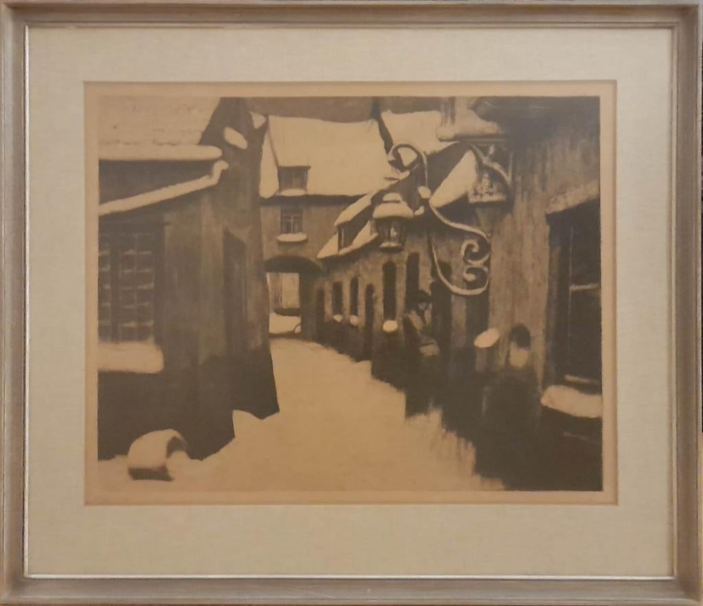 Radijzengang Antwerpen (ets) Willem van Riet, Ets, Stadsgezicht, Ophalen of Verzenden, Gesigneerd