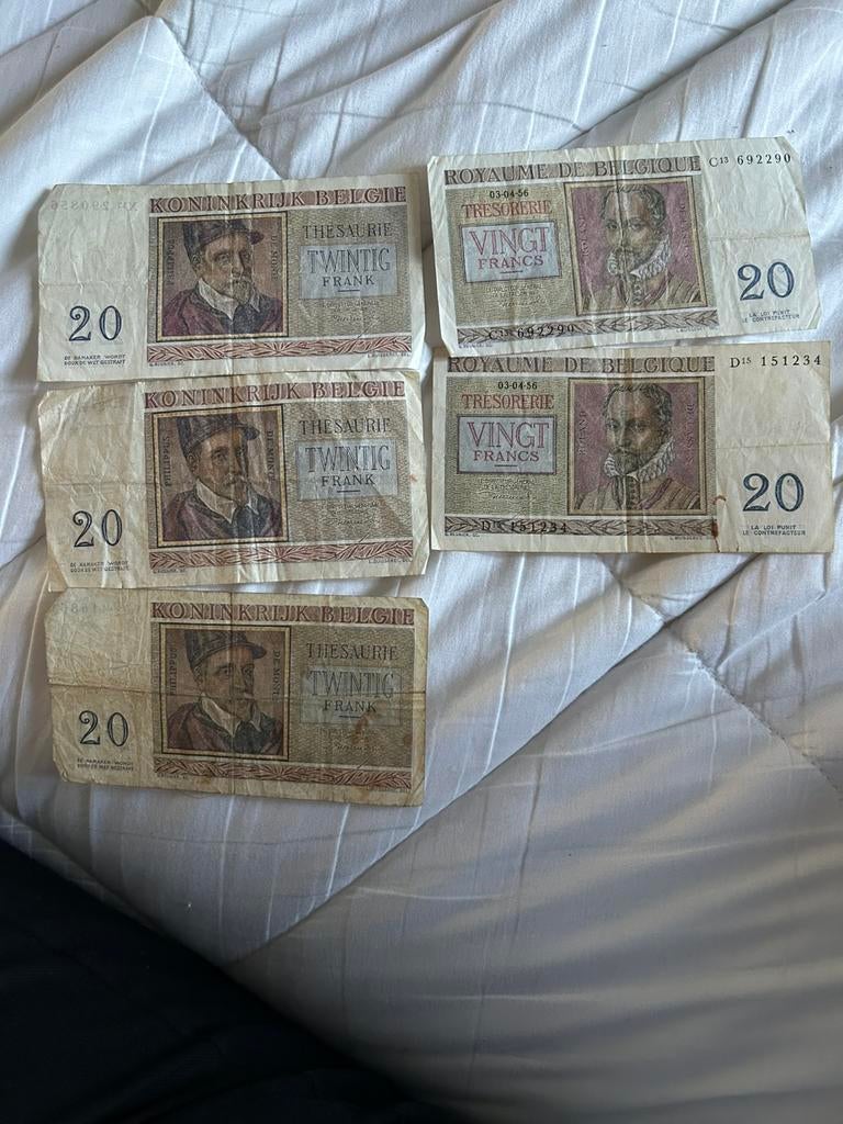 20 frank van belgie 1956, Postzegels en Munten, Ophalen, Bankbiljetten