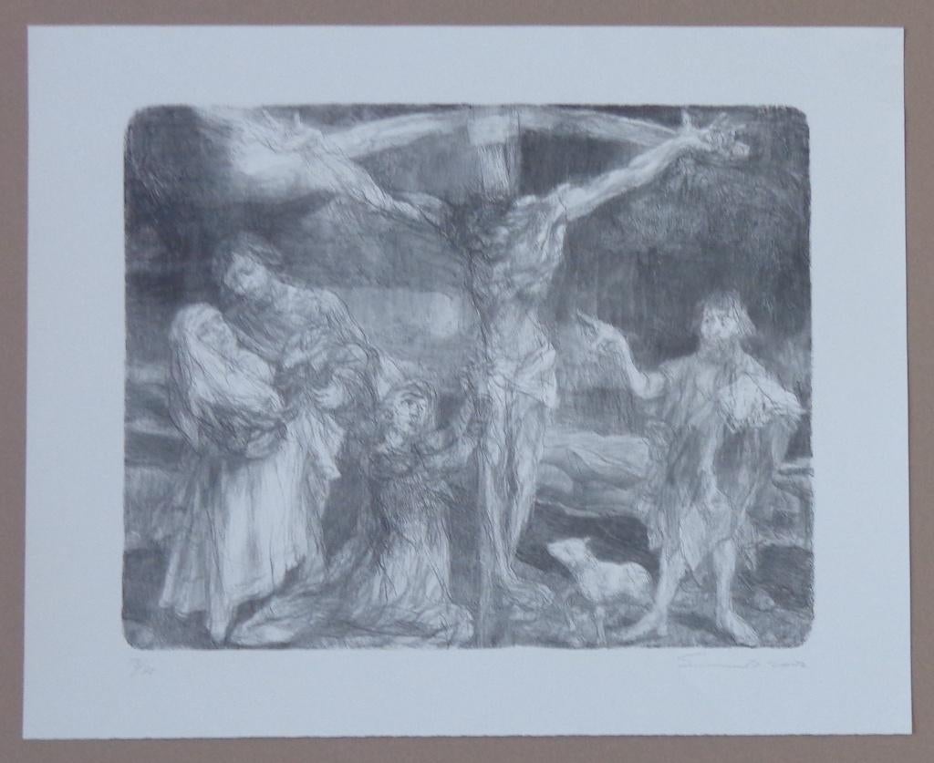 SAM DILLEMANS / DE KRUISIGING / ZW-W LITHO / 53x65cm / SIG, Ophalen of Verzenden