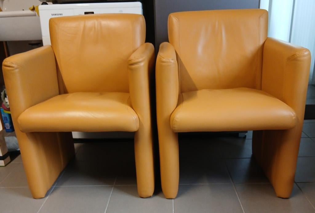 2 lederen clubzetels, Maison & Meubles, Fauteuils, Enlèvement