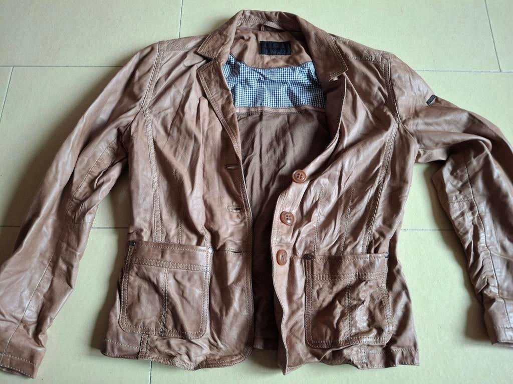 Bruin zomer lederen jasje Milestone mt Medium, Ophalen of Verzenden, Bruin