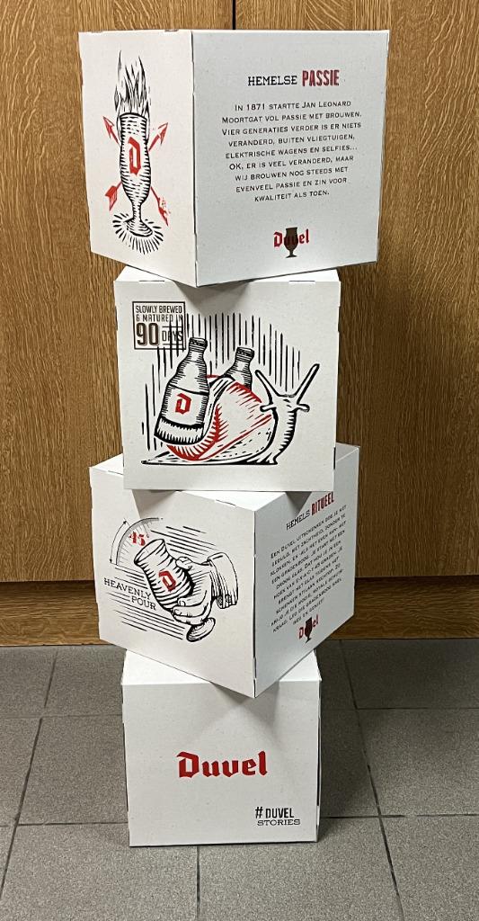 Duvel - box - kubus - mancave - woman cave - 4 stuks, Ophalen, Nieuw, Reclamebord, Plaat of Schild, Duvel