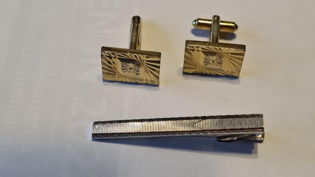 manchetknopen dasspeld, Bijoux, Sacs & Beauté, Boutons de manchette, Enlèvement ou Envoi, Utilisé, Autres matériaux, Doré