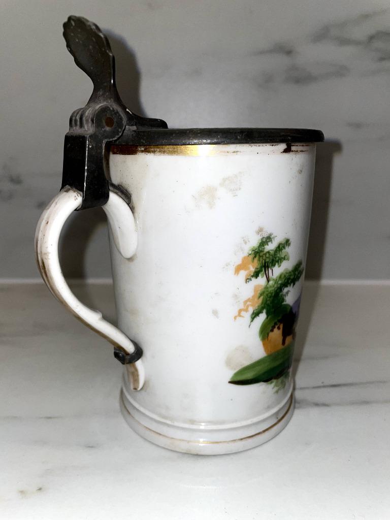 Chope en Porcelaine Biedermeier / Vieux Paris avec Couvercle, Antiquités & Art, Enlèvement ou Envoi