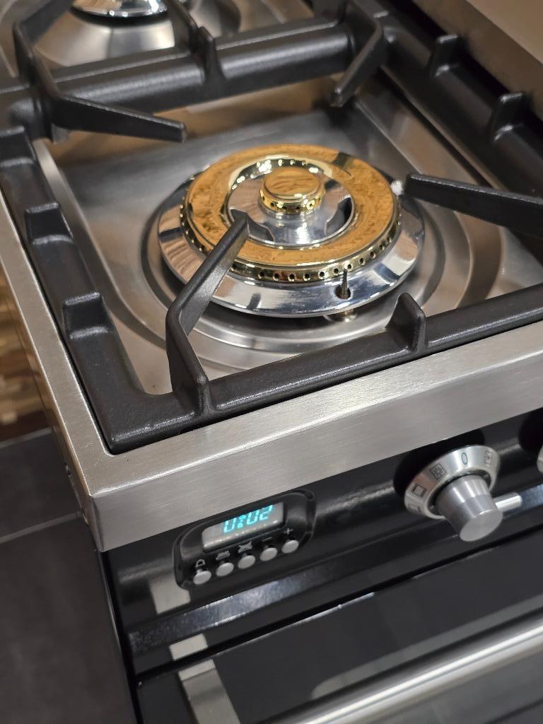 🔥Poêle Boretti de luxe 90 cm noir brillant + 2 fours en ac, Electroménager, Gaz, Classe énergétique A ou plus économe, Enlèvement ou Envoi