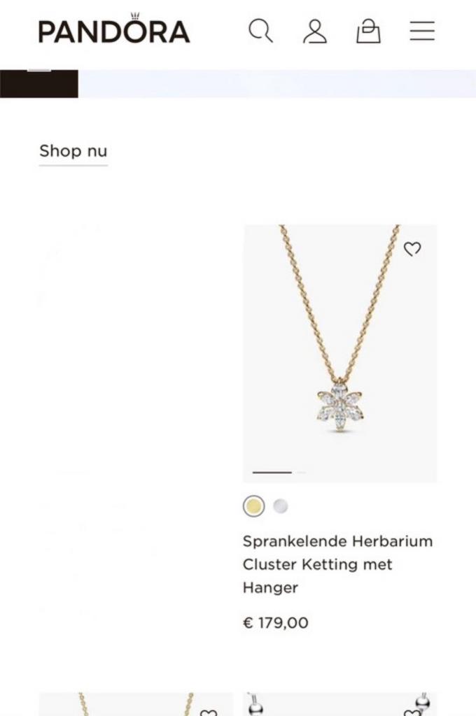 Pandora Herbarium Cluster Ketting, Ophalen of Verzenden, Zo goed als nieuw, Goud, Overige materialen