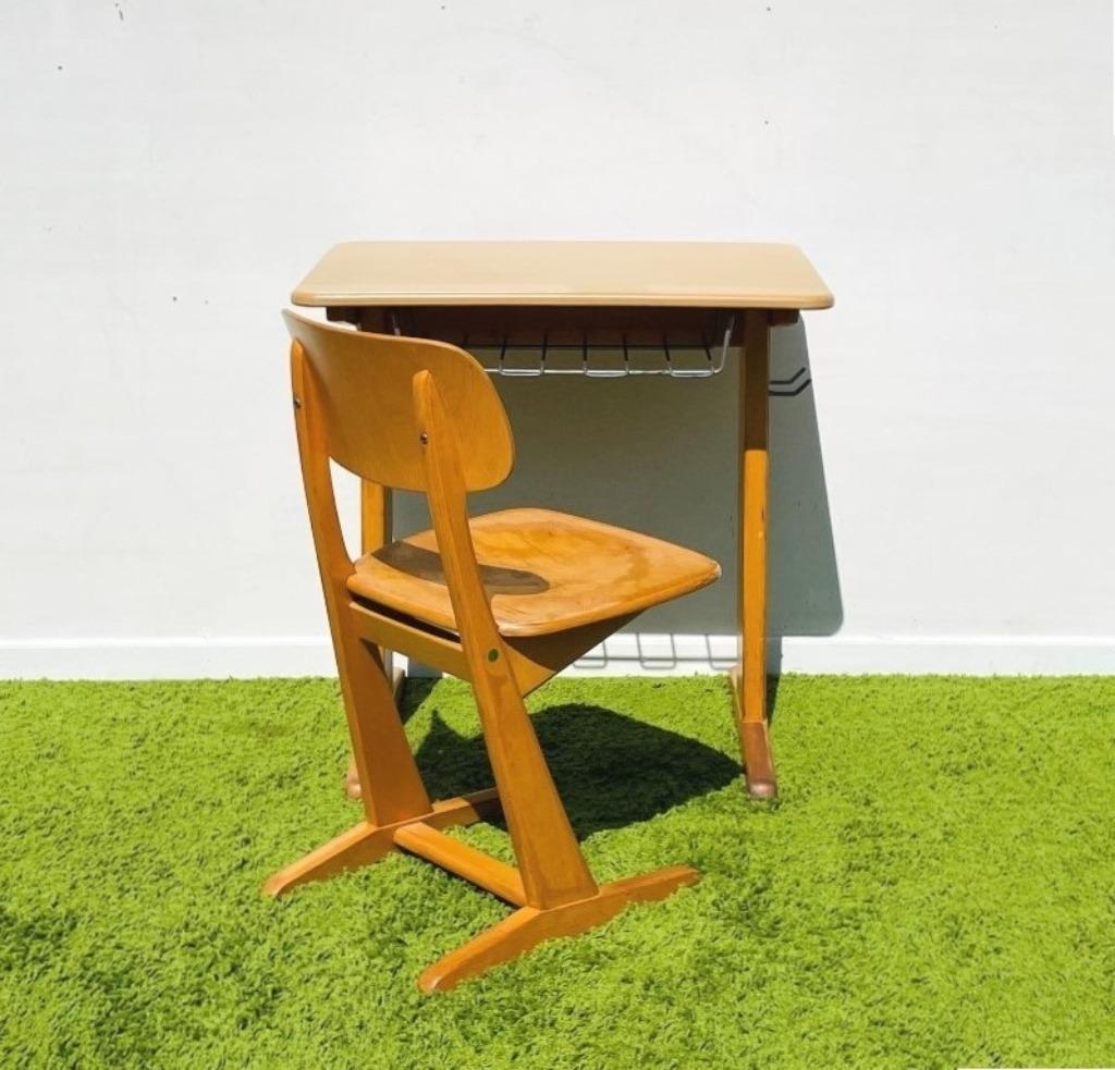 Pupitre & chaise d'école Casala Vintage 60s, Enlèvement ou Envoi, Utilisé, Table(s) et Chaise(s)