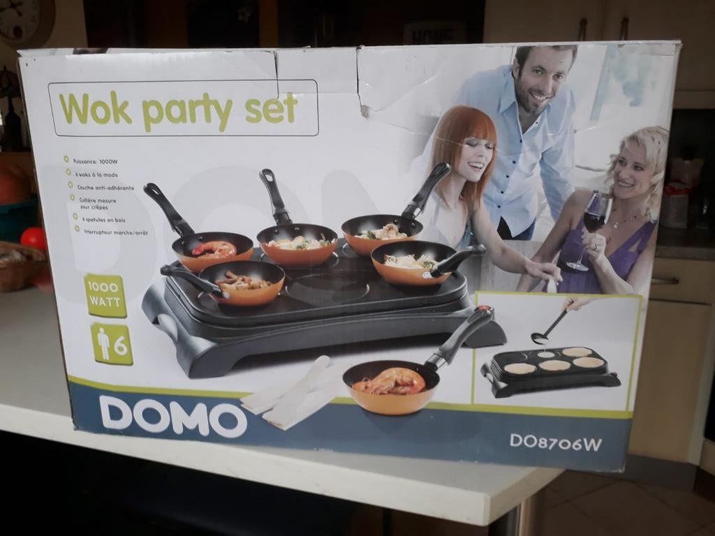 Appareil wok crèpieres party set pour 6 personnes, Enlèvement, Comme neuf