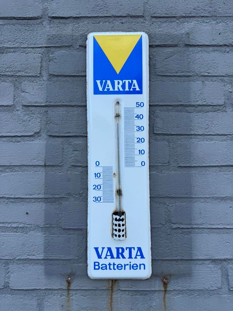 VARTA emaille reclamebord, Ophalen of Verzenden, Gebruikt, Reclamebord