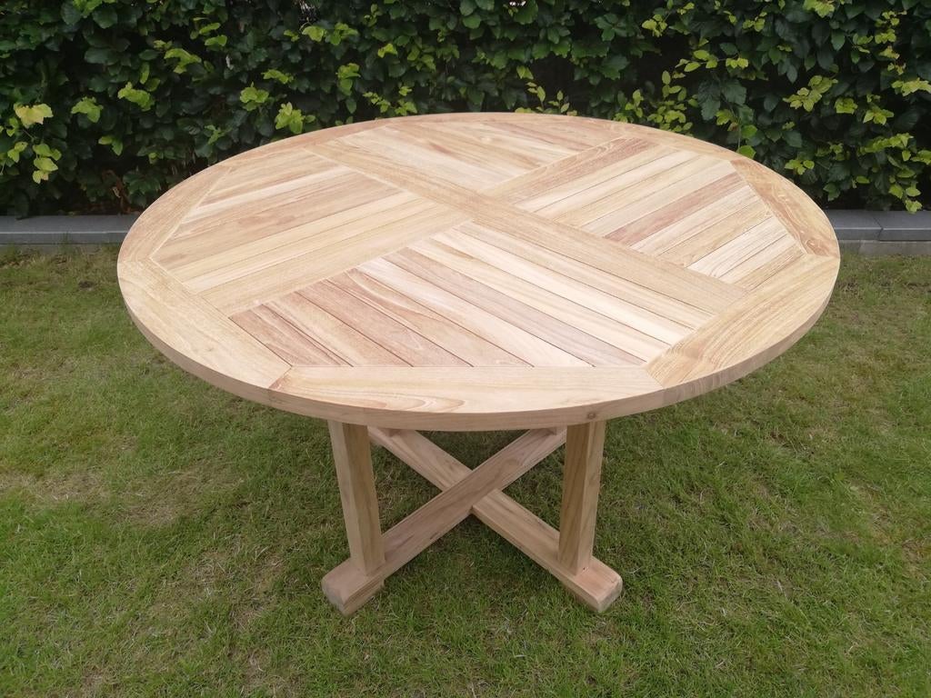 NIEUW Teak Tafel Rond D120cm, Tuin en Terras, Tuintafels, Ophalen, Nieuw, Rond