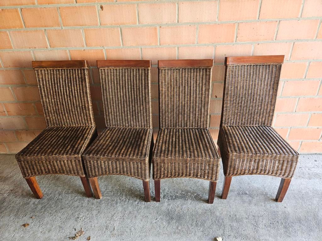 4 eetkamerstoelen rotan, Huis en Inrichting, Stoelen, Ophalen
