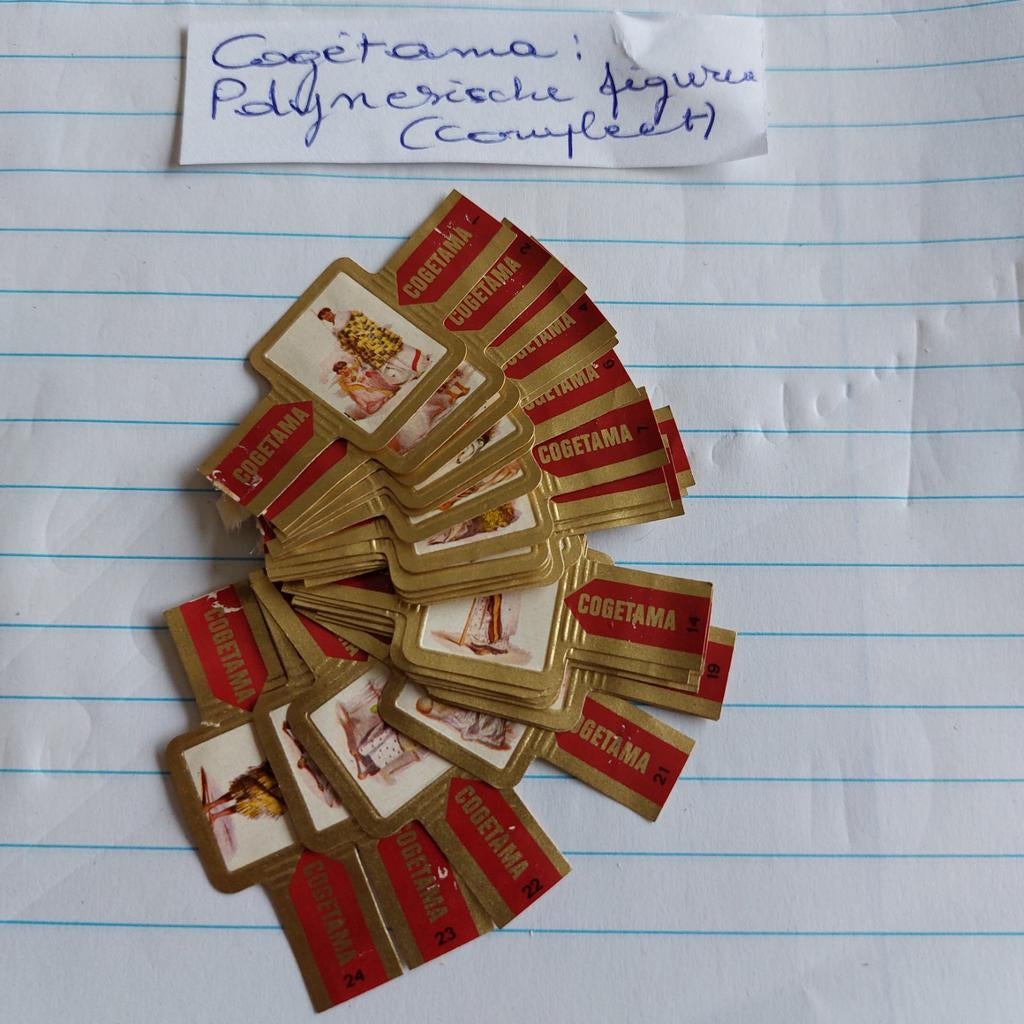Complete reeks sigarenbandjes Cogetama: Polynesische figuren, Verzamelen, Ophalen of Verzenden, Sigarenbandjes