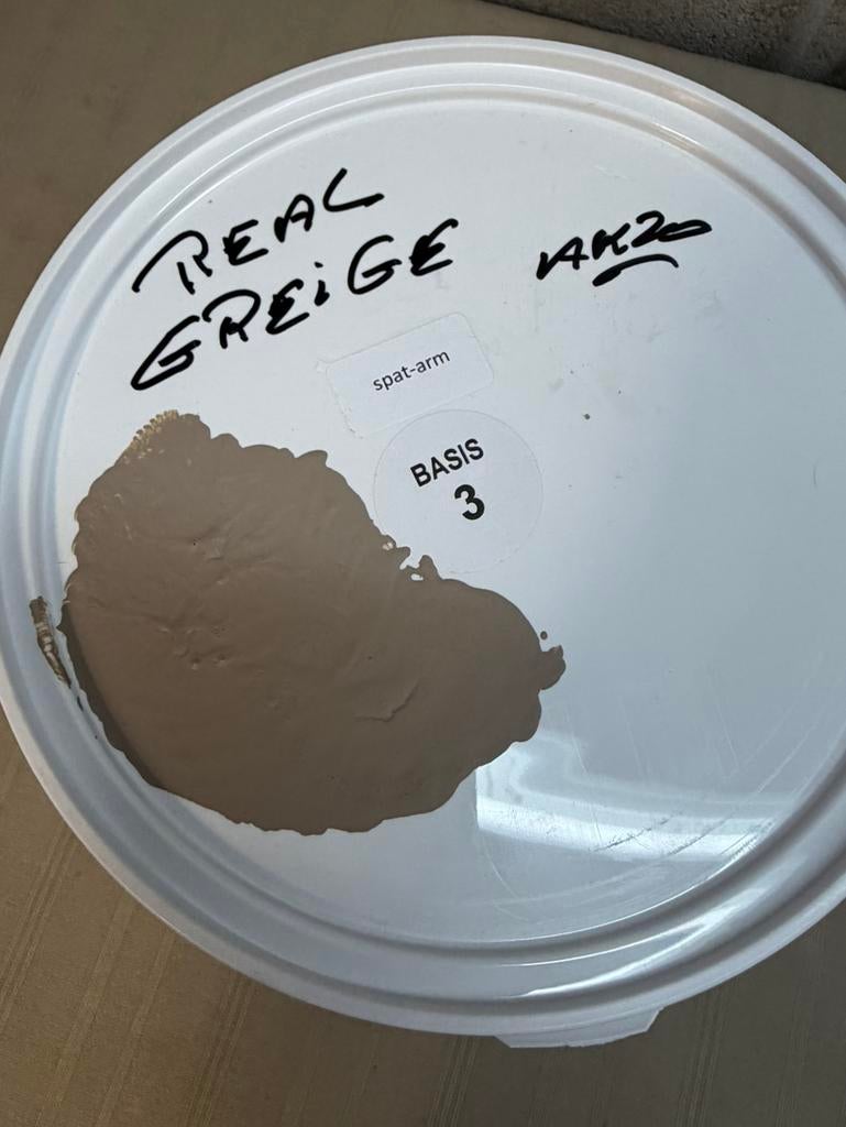 Real Greige (bruinbeige) muurverf voor binnen en buiten 5l, Hobby & Loisirs créatifs, Peinture, Enlèvement, Neuf, Peinture acrylique