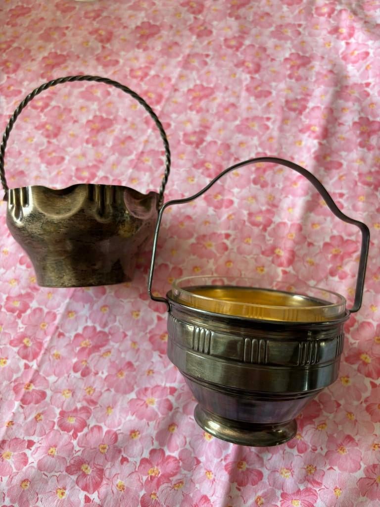 lot paniers vintage sucrier en métal argenté art de la table, Antiquités & Art, Enlèvement ou Envoi, Argent