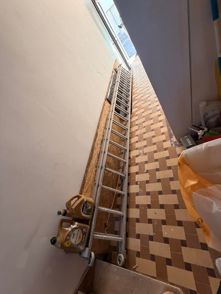Ladder circa 10 meter, Ophalen, Zo goed als nieuw, Ladder