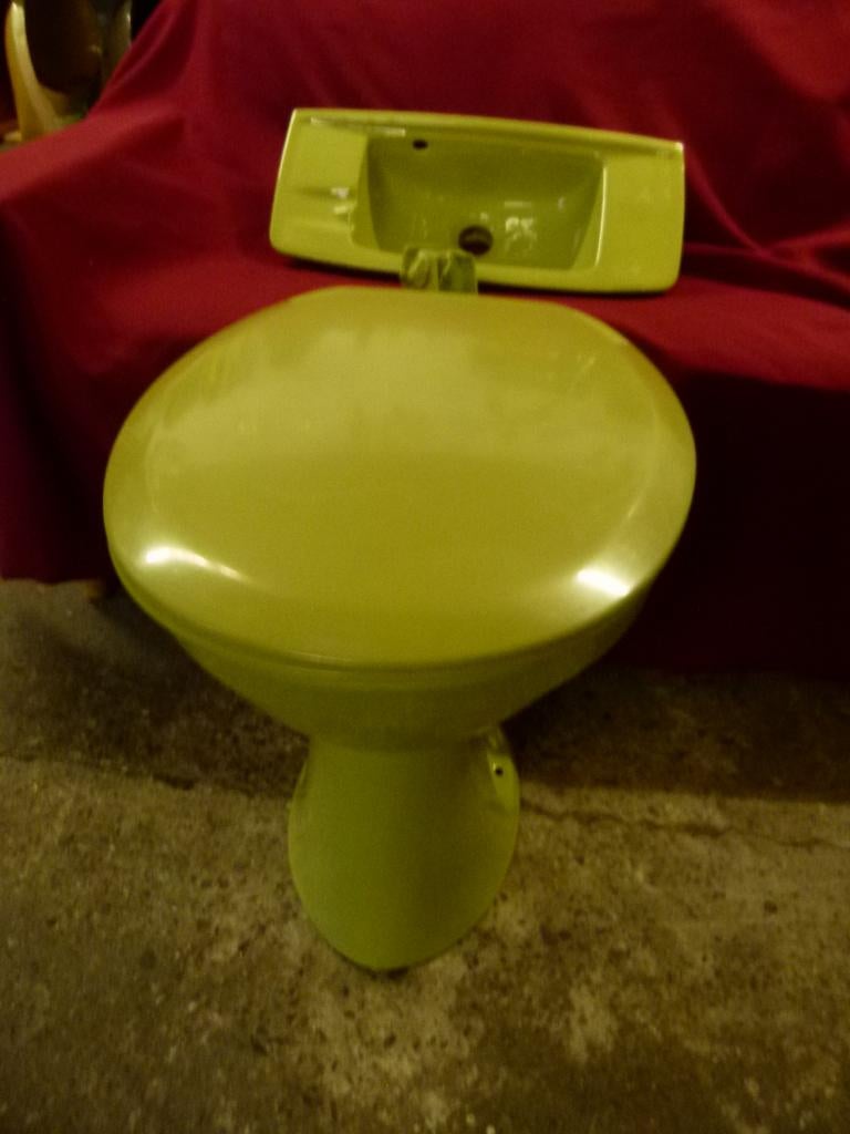 vintage gasten wc toilet + wastafel fonteintje 70er jaren, Ophalen, Zo goed als nieuw, Steen, Toilet