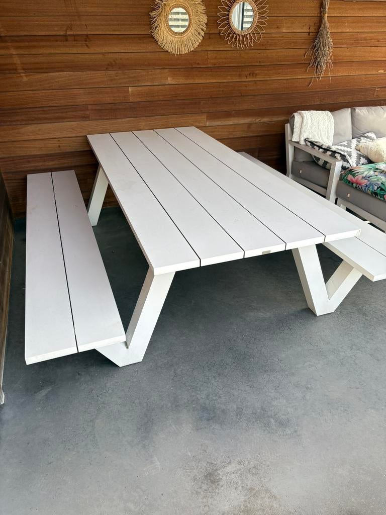 Picknicktafel wit ALU, Ophalen, Zo goed als nieuw, Rechthoekig, Aluminium
