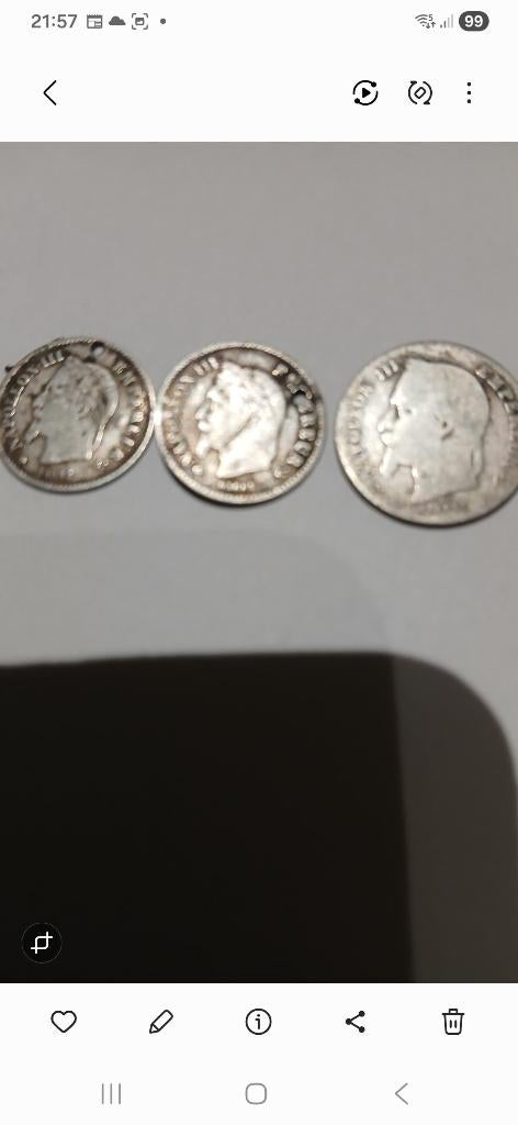 2 x 20 cent Napoleon 3 + 1 x 50 cent zilver, Zilver, Ophalen of Verzenden, Losse munt, Zilver