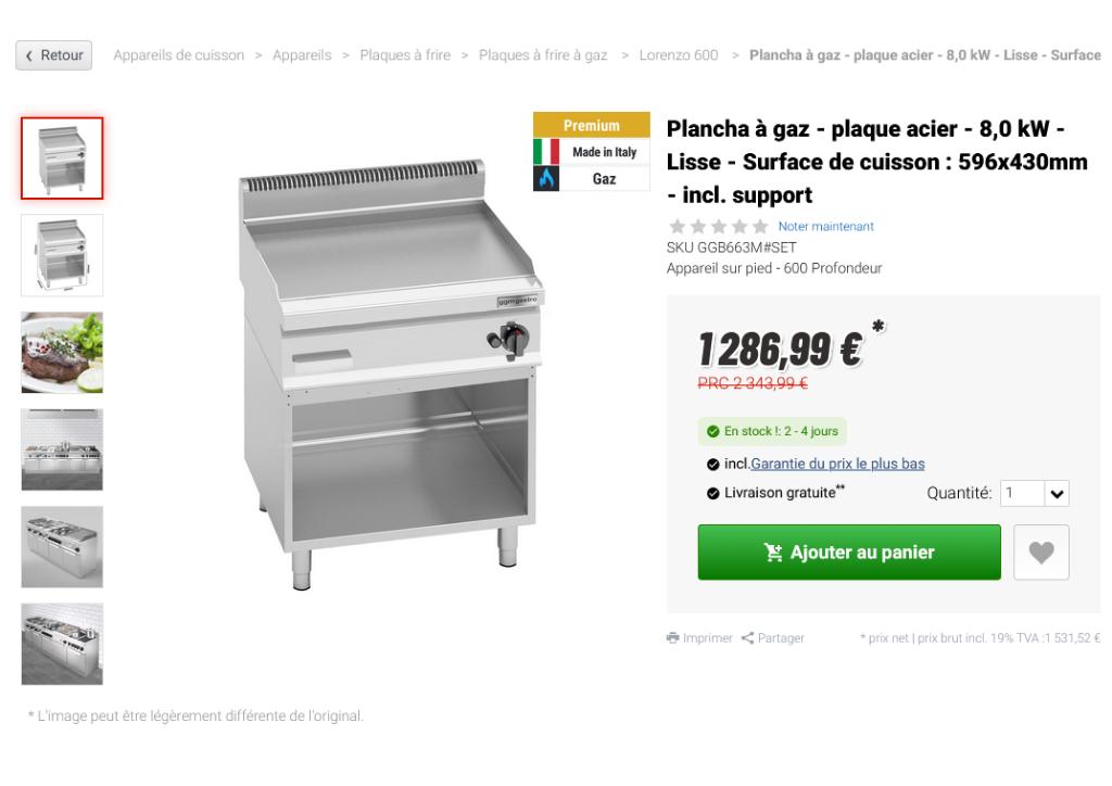 Plancha à gaz - 8,0 kW - Lisse, Enlèvement, Comme neuf, Gril de table