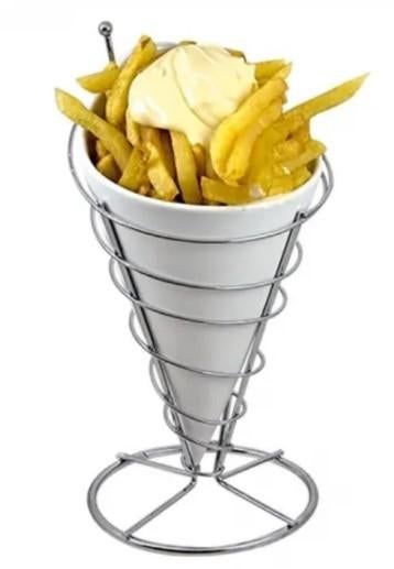 Frietzak in porselein in houder COSY TRENDY - 4 stuks, Huis en Inrichting, Overige typen, Ophalen of Verzenden, Zo goed als nieuw