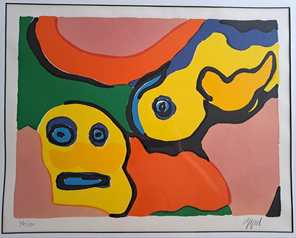 APPEL Karel "Figuur en vogel" kleurlitho, Antiek en Kunst, Kunst | Litho's en Zeefdrukken, Ophalen